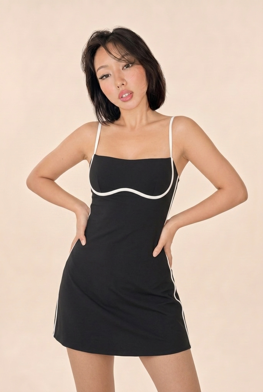 Contrast Trim Tennis Active Dress