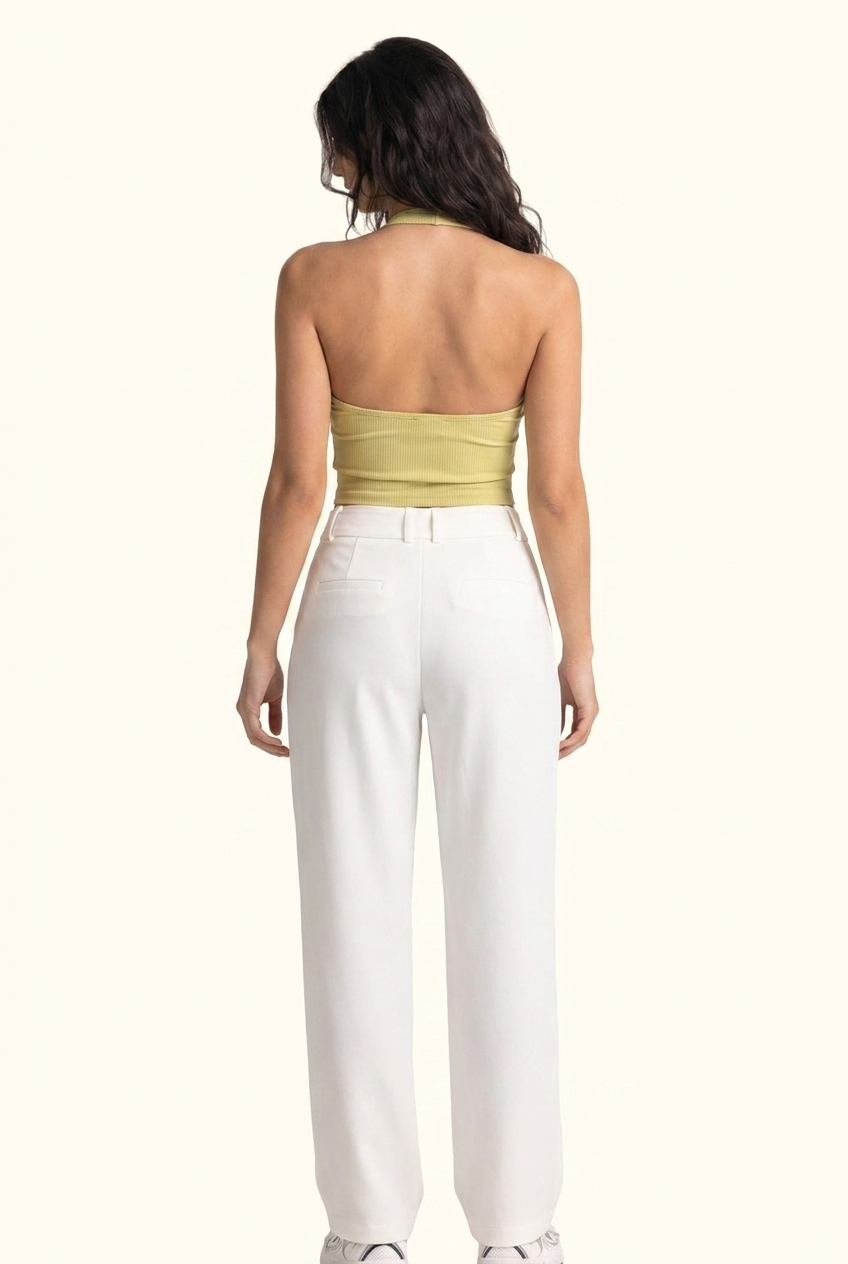 Ribbed Halter Contour Longline Tank