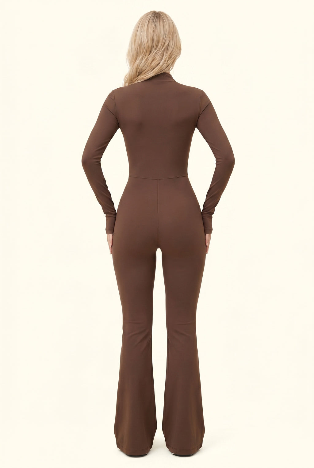 Sleek Contour Zip Front Flare Jumpsuit