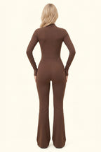 Sleek Contour Zip Front Flare Jumpsuit