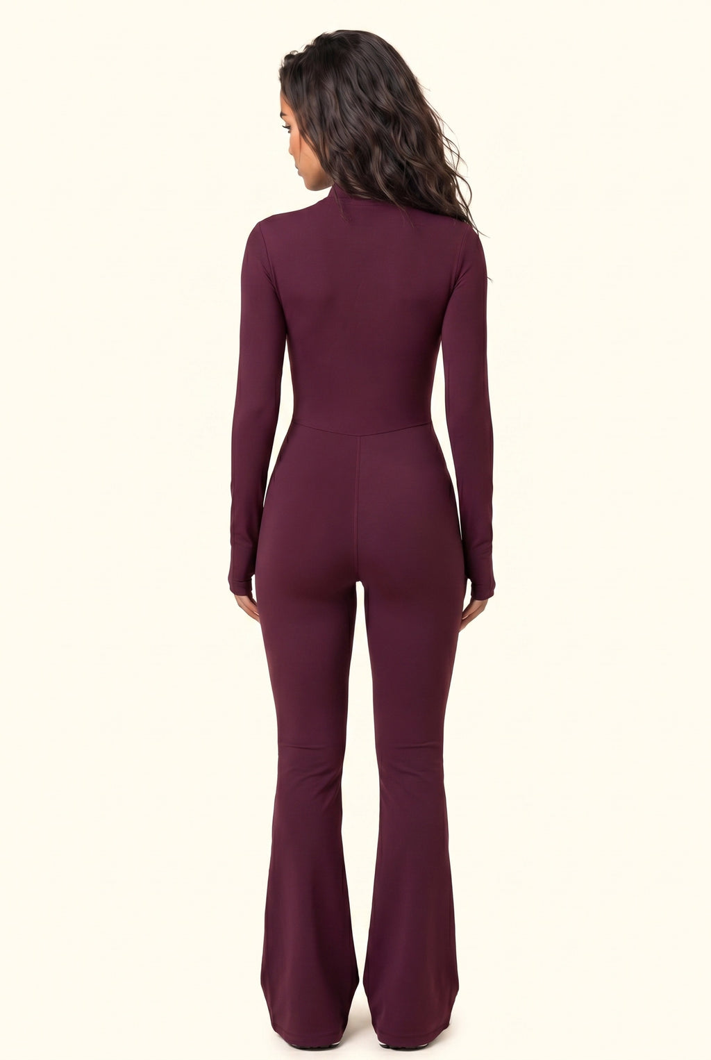 Sleek Contour Zip Front Flare Jumpsuit