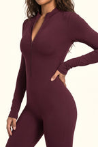 Sleek Contour Zip Front Flare Jumpsuit