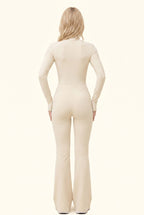 Sleek Contour Zip Front Flare Jumpsuit