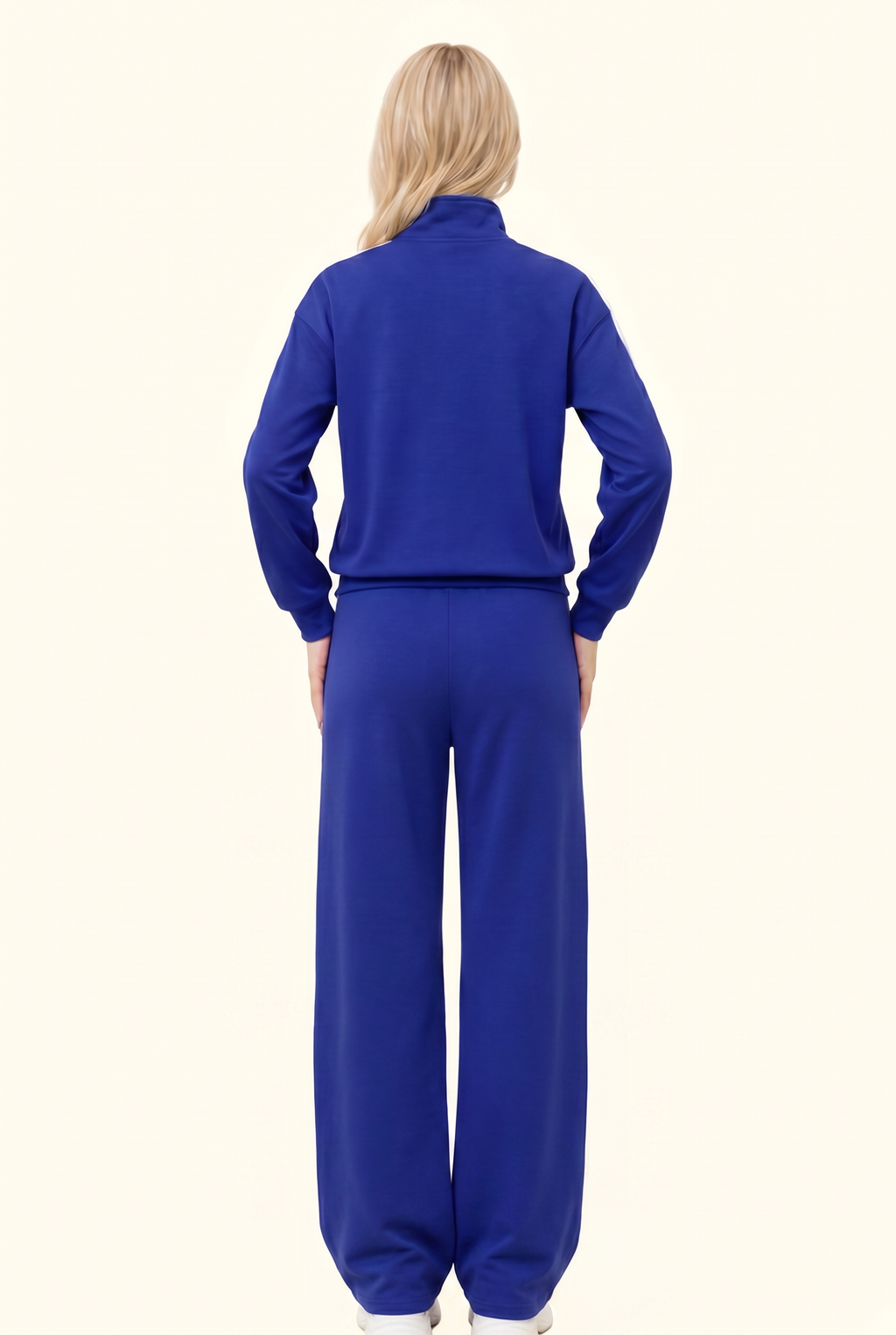 Stripe Half Zip Pullover and Wide Leg Pants Matching Set