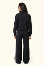 Stripe Half Zip Pullover and Wide Leg Pants Matching Set