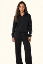 Stripe Half Zip Pullover and Wide Leg Pants Matching Set