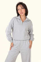 Stripe Half Zip Pullover and Wide Leg Pants Matching Set