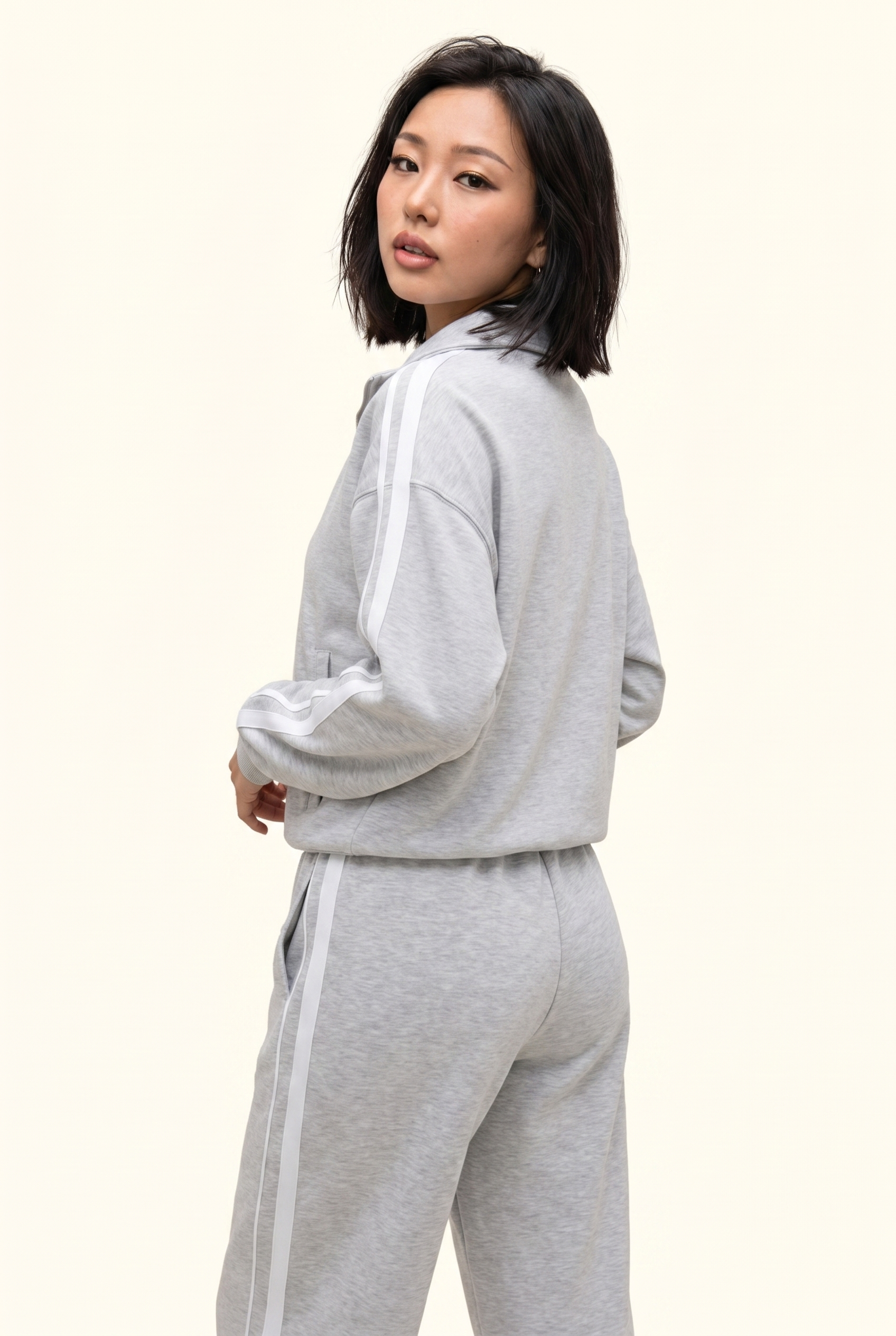 Stripe Half Zip Pullover and Wide Leg Pants Matching Set
