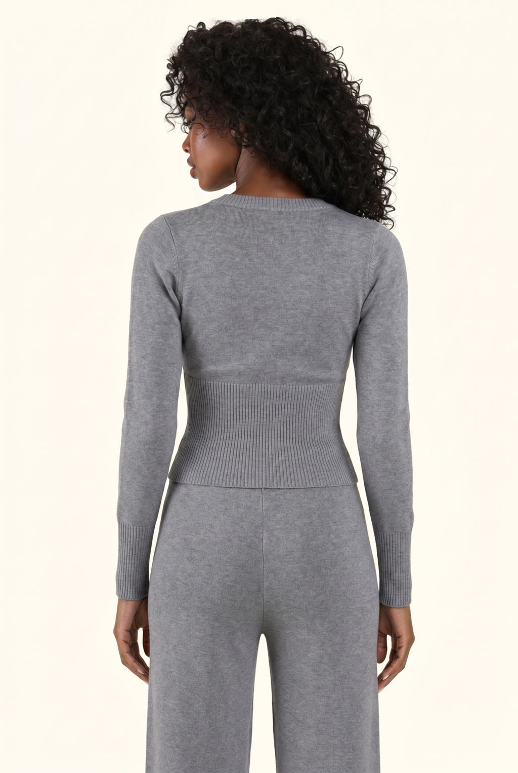 Luxe Ribbed Knit Cropped Cardigan Pant Set