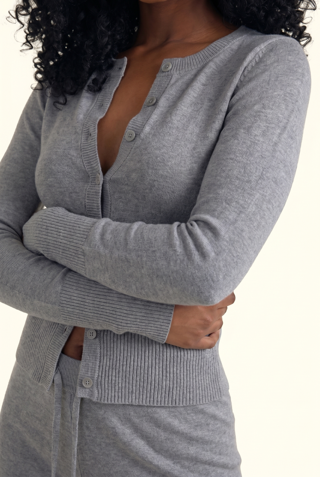 Luxe Ribbed Knit Cropped Cardigan Pant Set