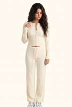 Luxe Ribbed Knit Cropped Cardigan Pant Set