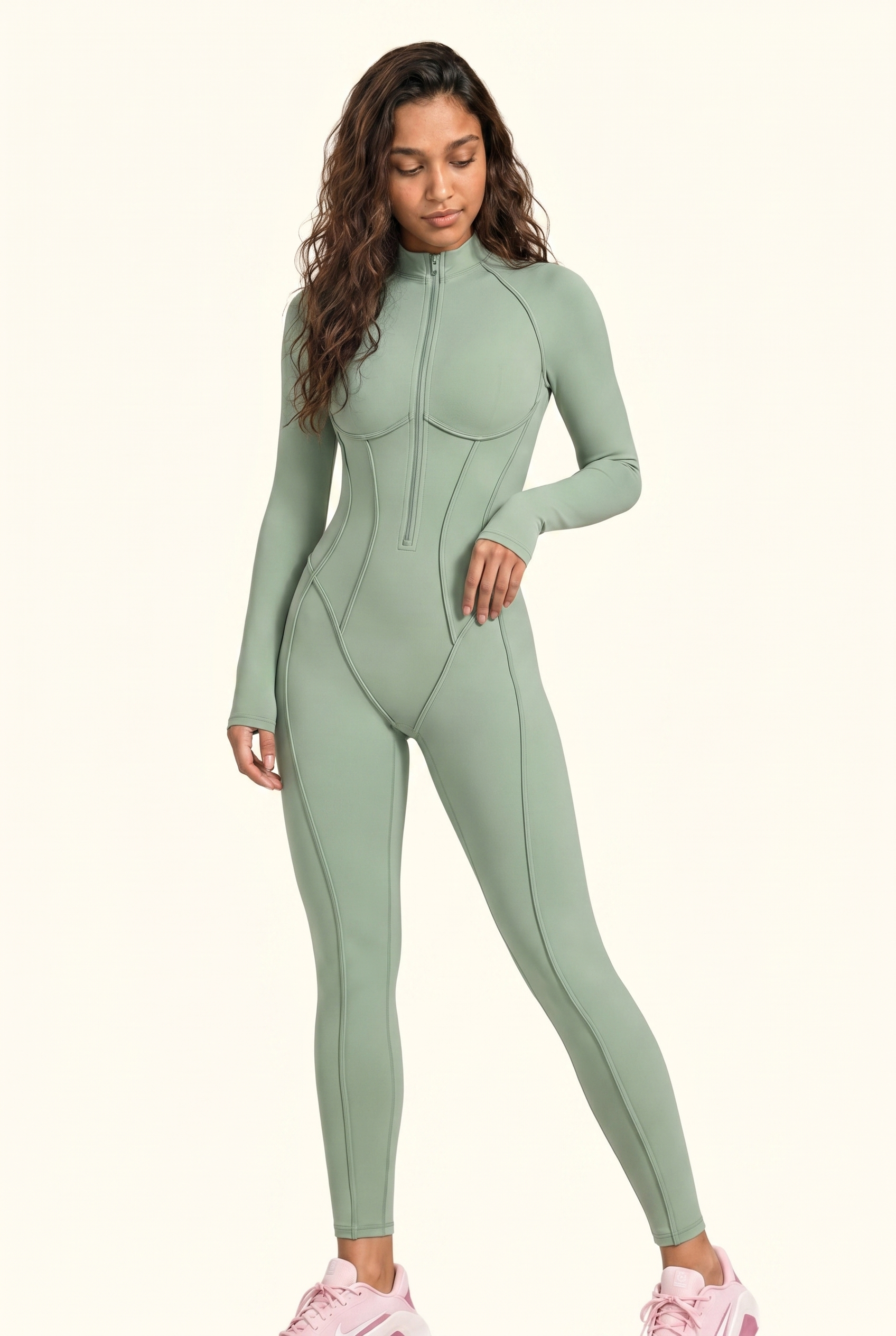 Sculpt Contour Zip-Front Active Jumpsuit