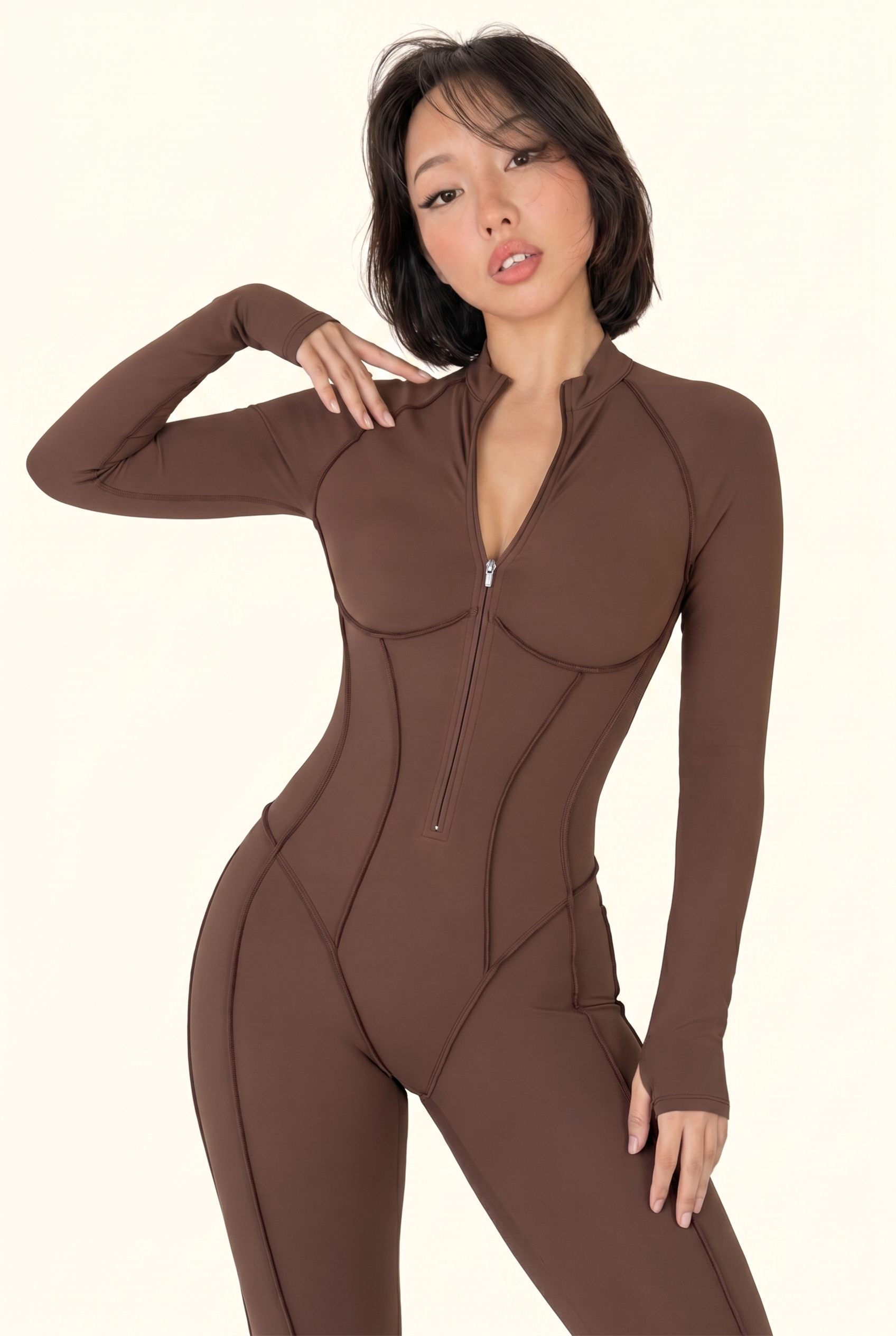 Sculpt Contour Zip-Front Active Jumpsuit