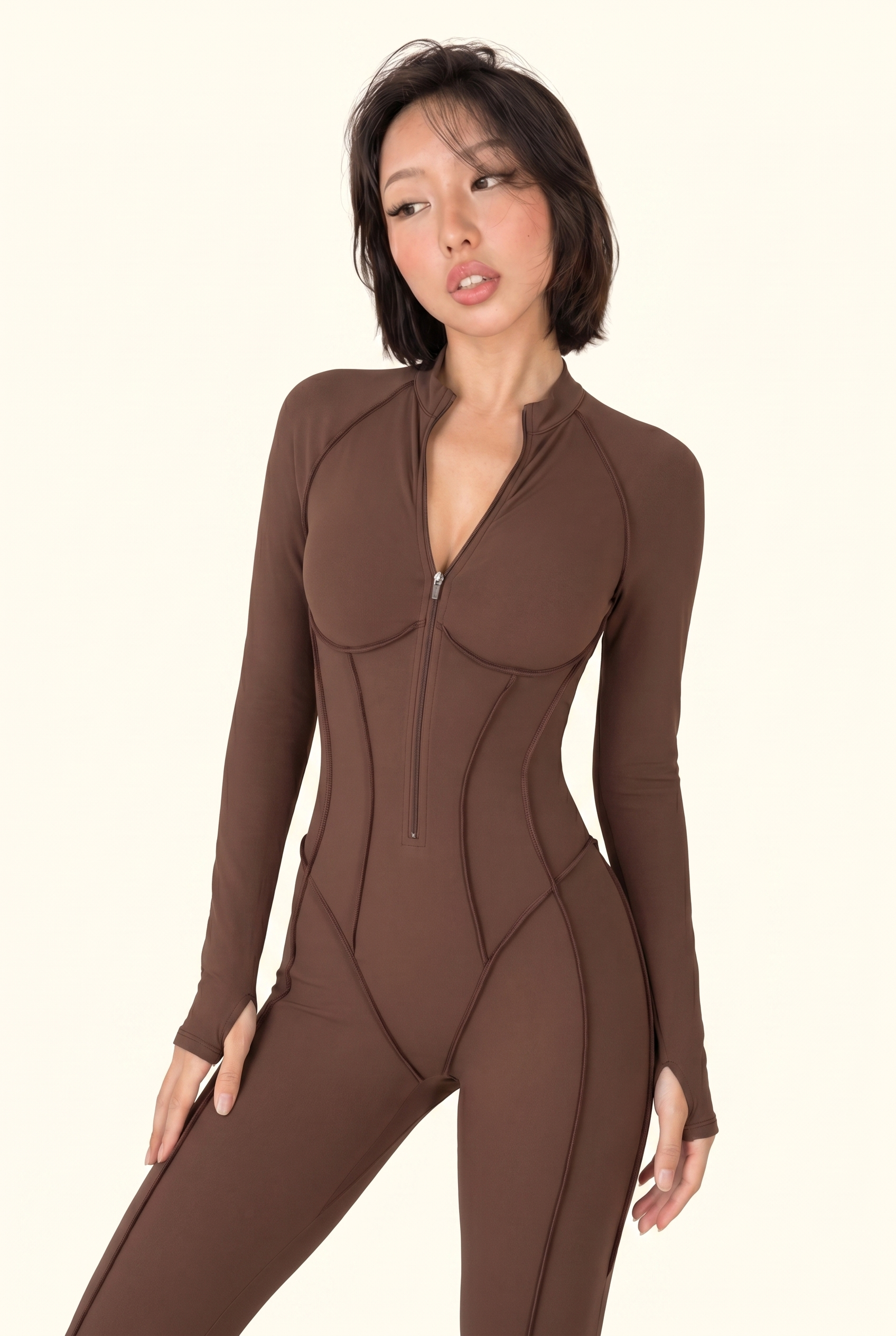 Sculpt Contour Zip-Front Active Jumpsuit