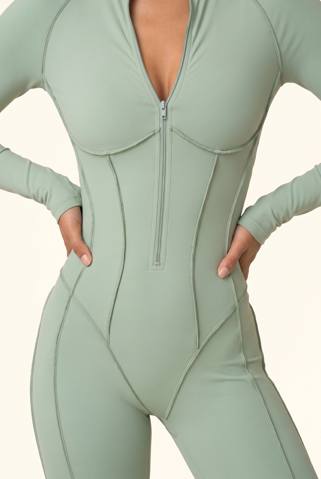 Sculpt Contour Zip-Front Active Jumpsuit