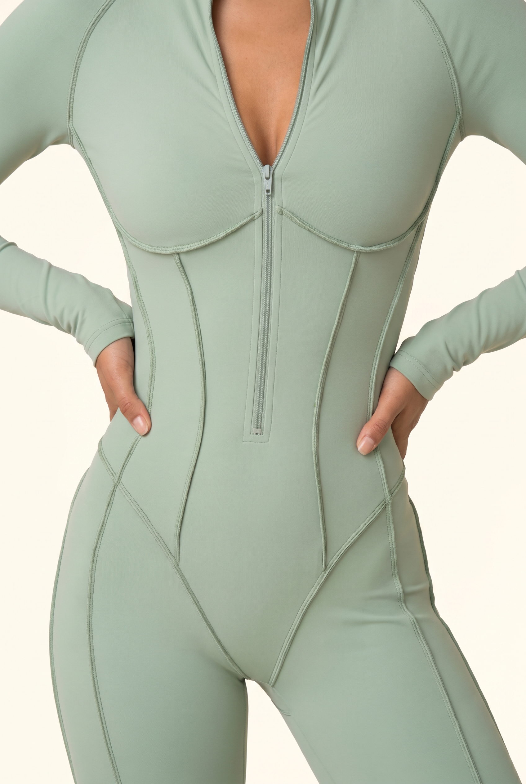 Sculpt Contour Zip-Front Active Jumpsuit