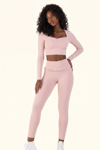 Ballet Ruffled Trim Sculpt Long Sleeve Active Set