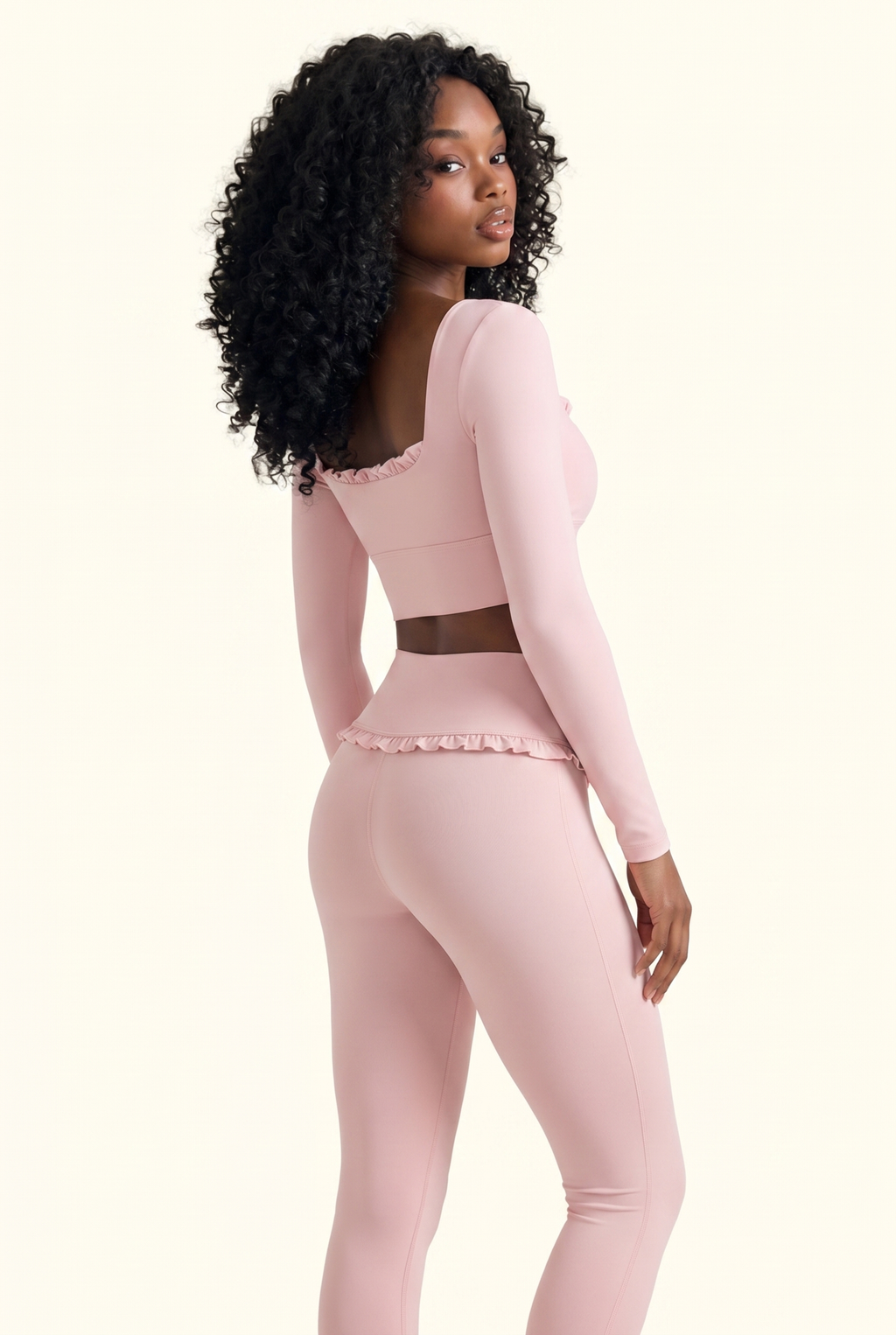 Ballet Ruffled Trim Sculpt Long Sleeve Active Set