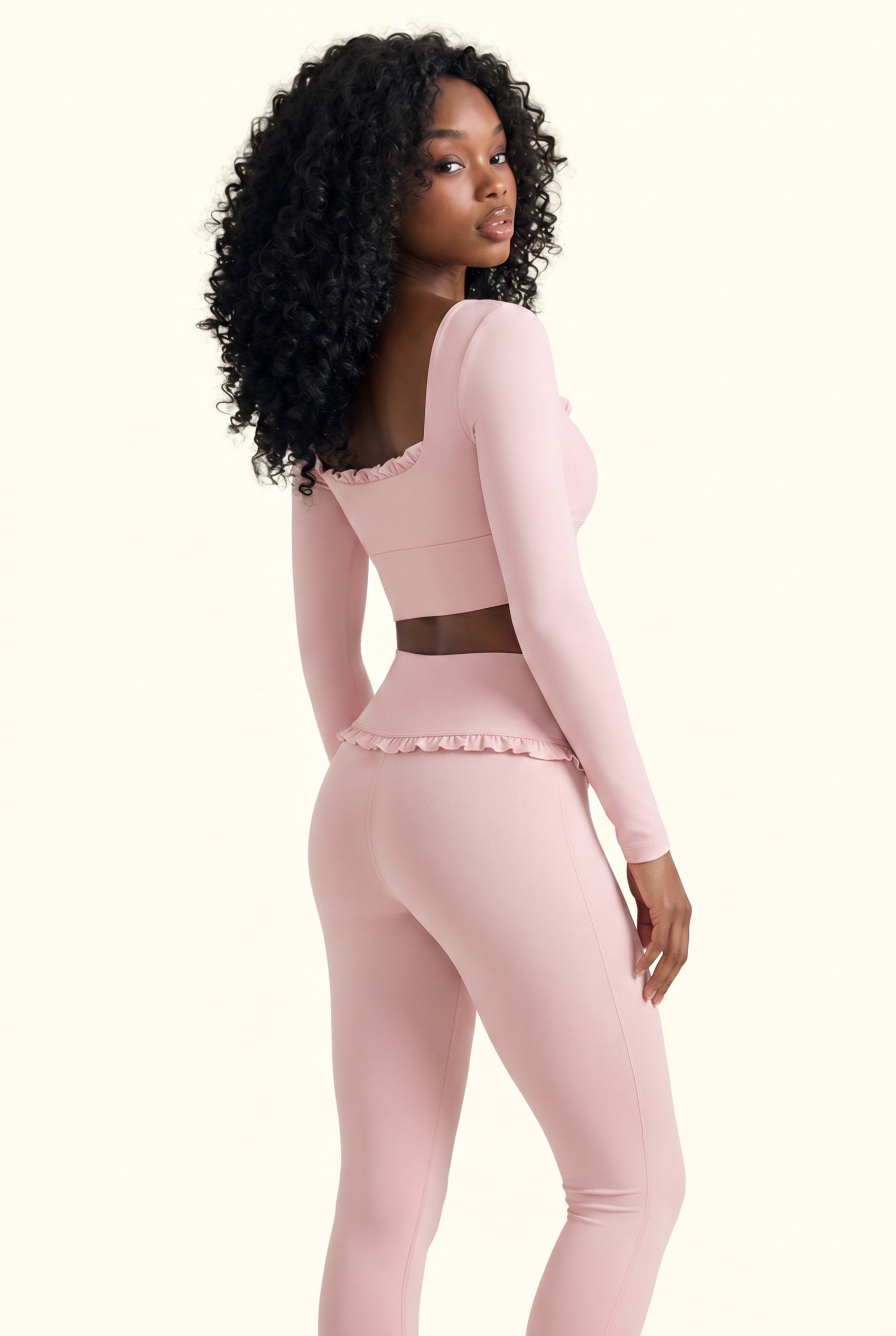 Ballet Ruffled Trim Sculpt Long Sleeve Active Set