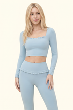 Ballet Ruffled Trim Sculpt Long Sleeve Active Set