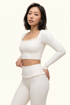 Ballet Ruffled Trim Sculpt Long Sleeve Active Set