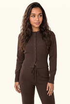 Knit Cropped Cardigan and Lounge Pants Matching Set
