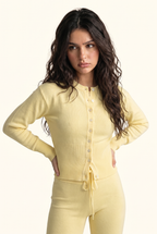 Knit Cropped Cardigan and Lounge Pants Matching Set