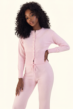 Knit Cropped Cardigan and Lounge Pants Matching Set
