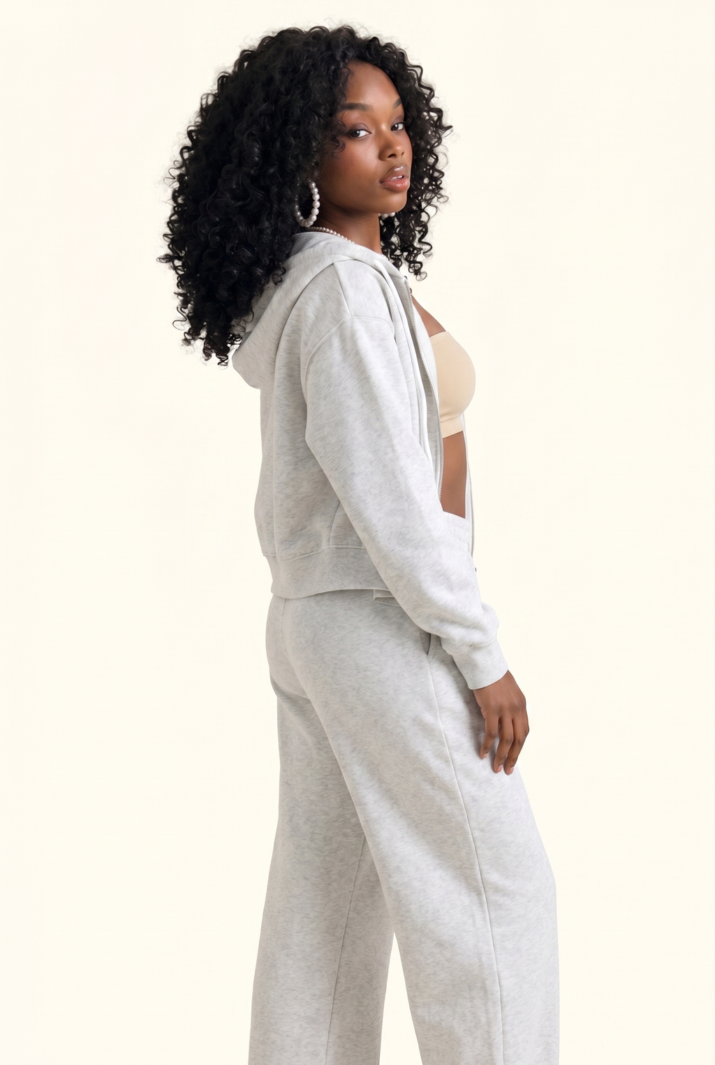 Motion Zip Hoodie and Wide Leg Pant Matching Set