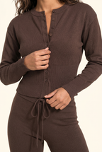Knit Cropped Cardigan and Lounge Pants Matching Set