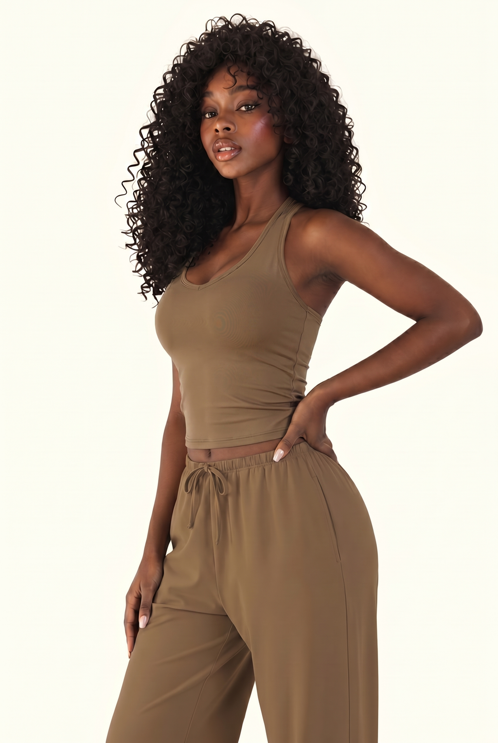 Smooth Fit Tank & Wide Leg Lounge Pant Matching Set
