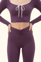 Contrast Trim Ribbon Yoga Matching Set