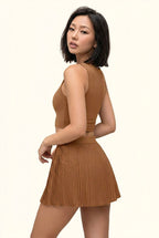 Luxe Square Neck Tennis Pleated Matching Set