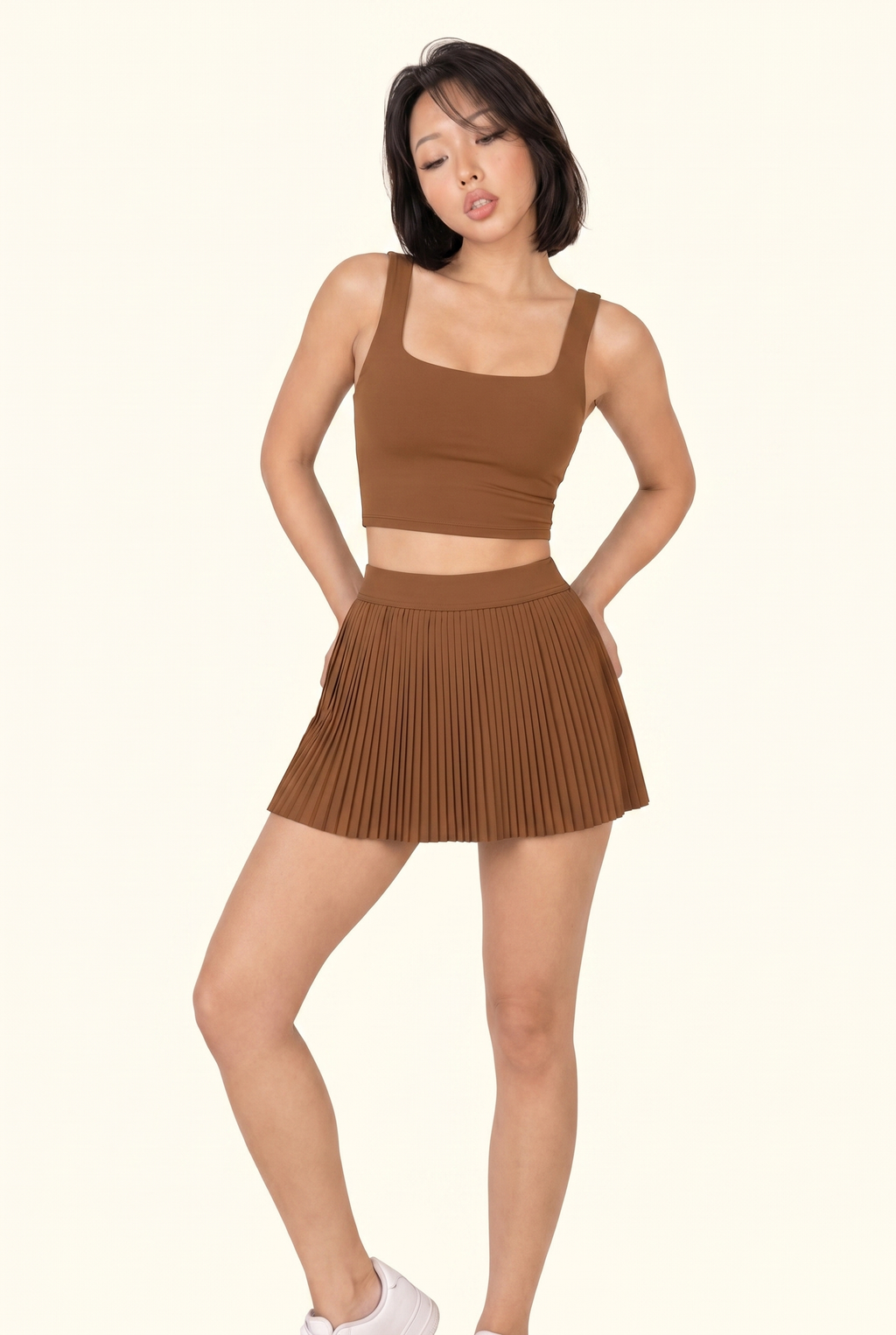 Luxe Square Neck Tennis Pleated Matching Set