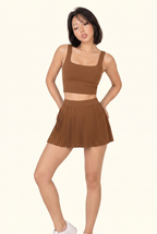 Luxe Square Neck Tennis Pleated Matching Set