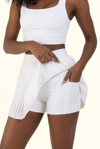 Luxe Square Neck Tennis Pleated Matching Set