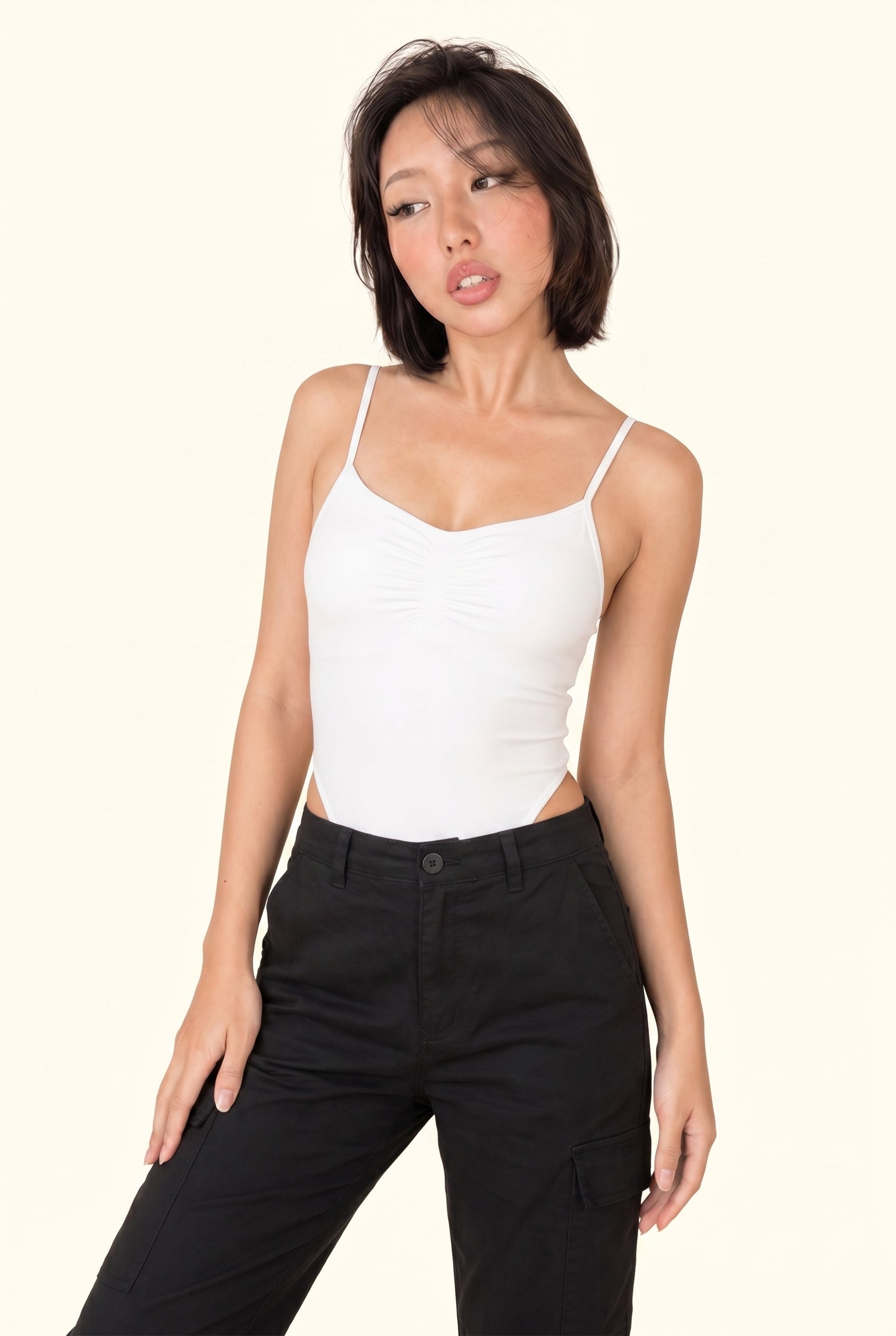 Skinny Ruched Front Studio Bodysuit