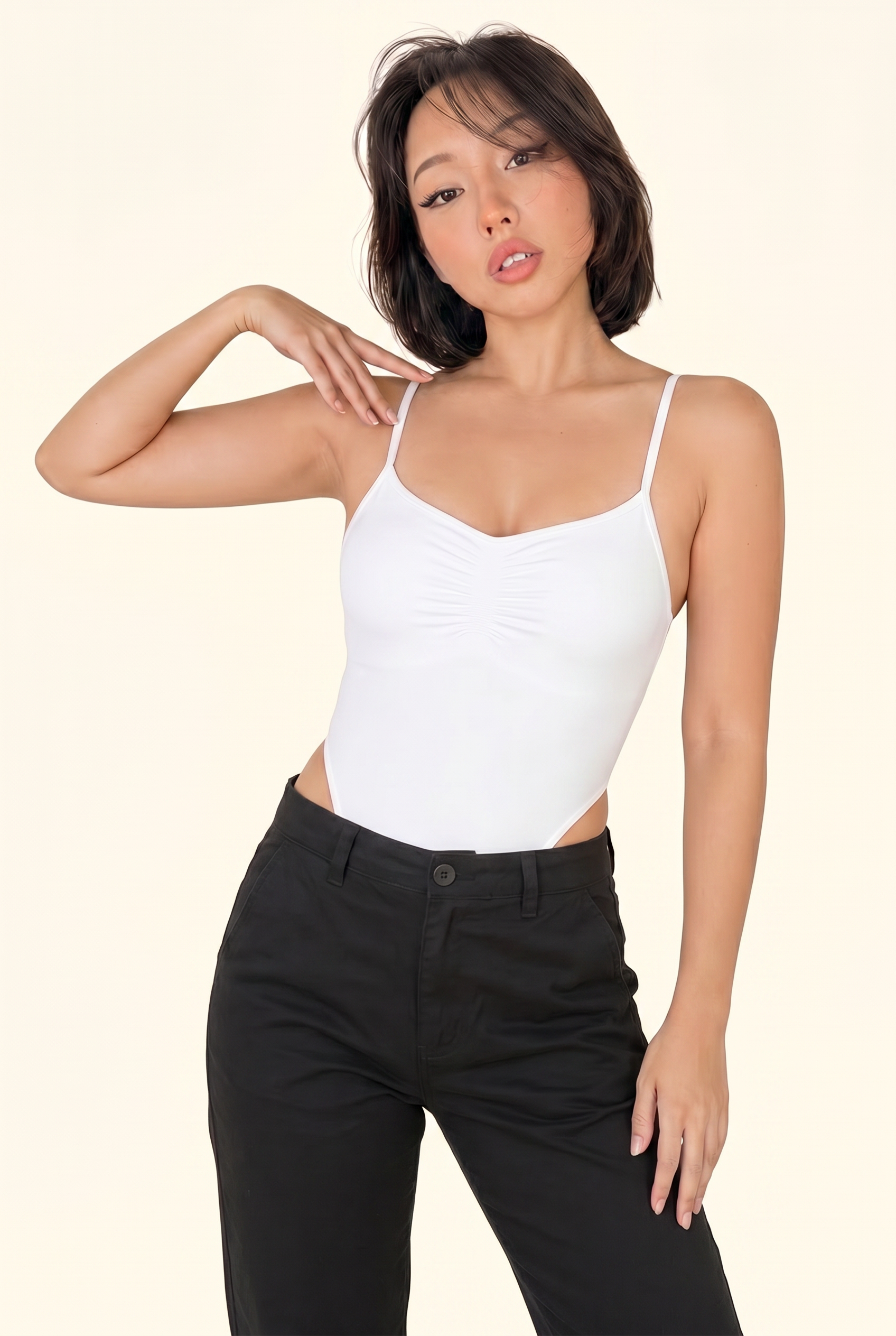 Skinny Ruched Front Studio Bodysuit