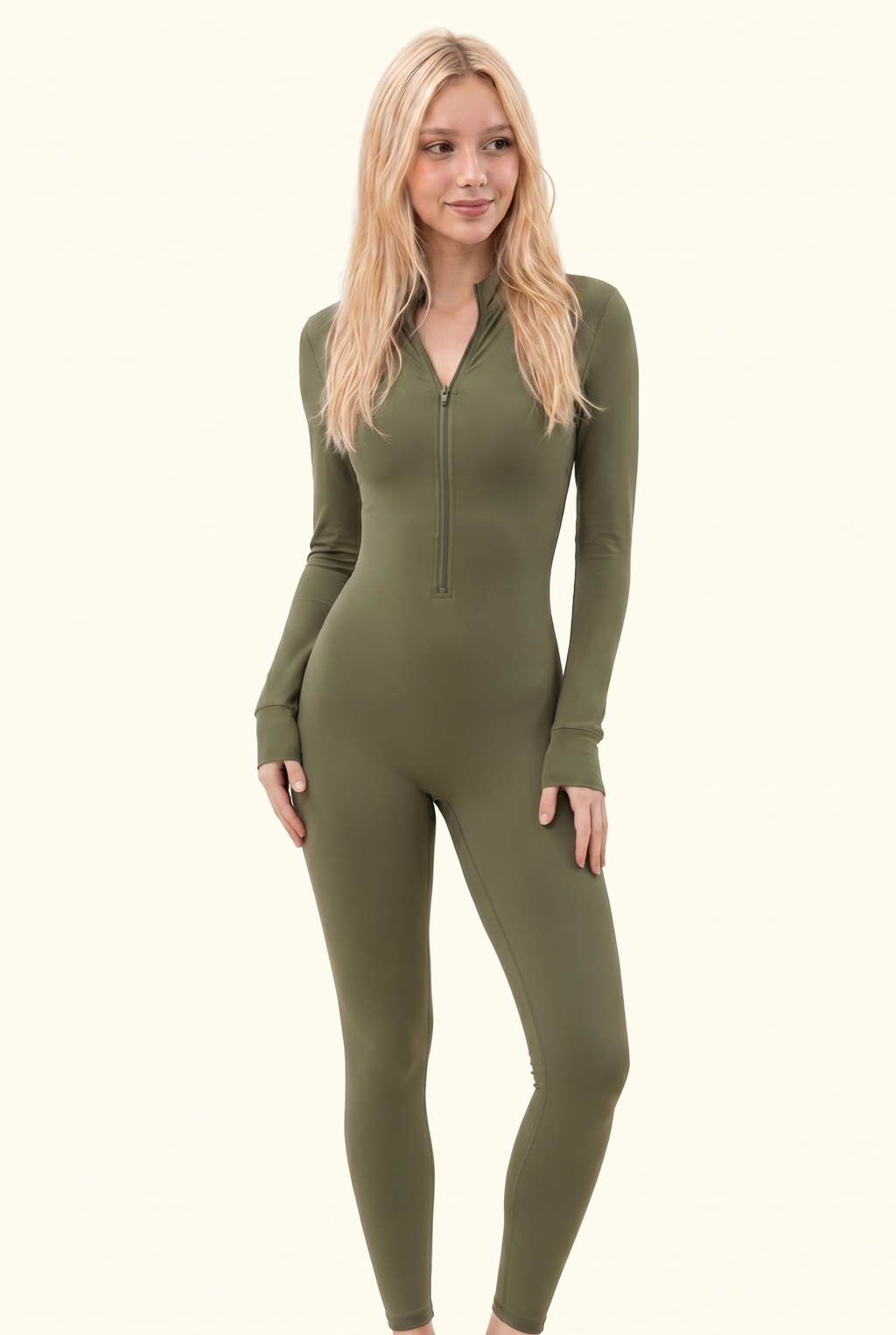 Sleek Contour Half-Zip Long Sleeve Active Onesie