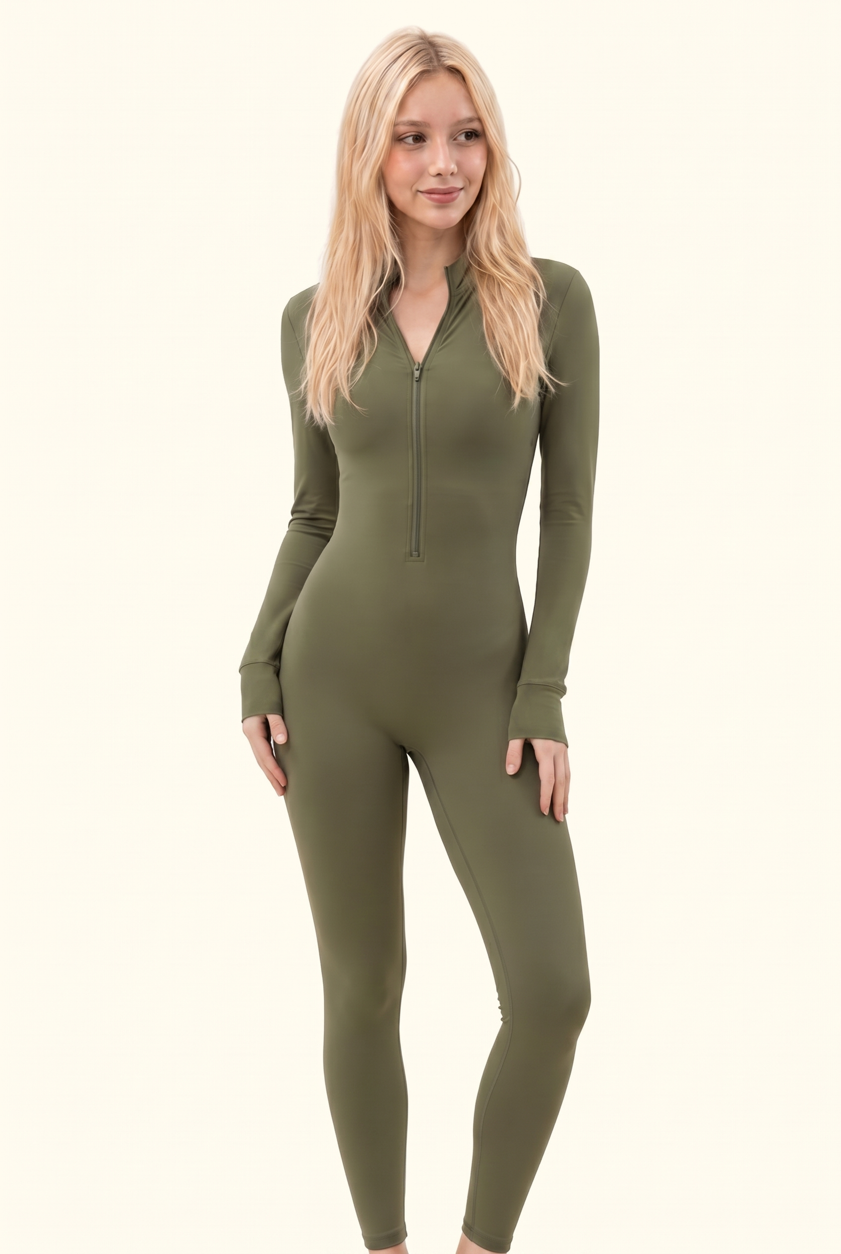 Sleek Contour Half-Zip Long Sleeve Active Onesie