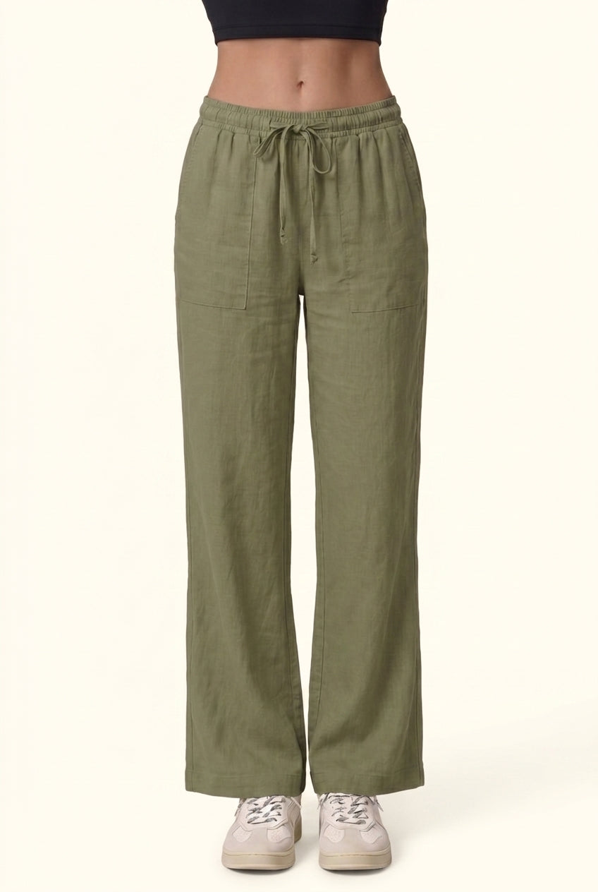 Luxe Woven Wide Leg Drawstring Pant