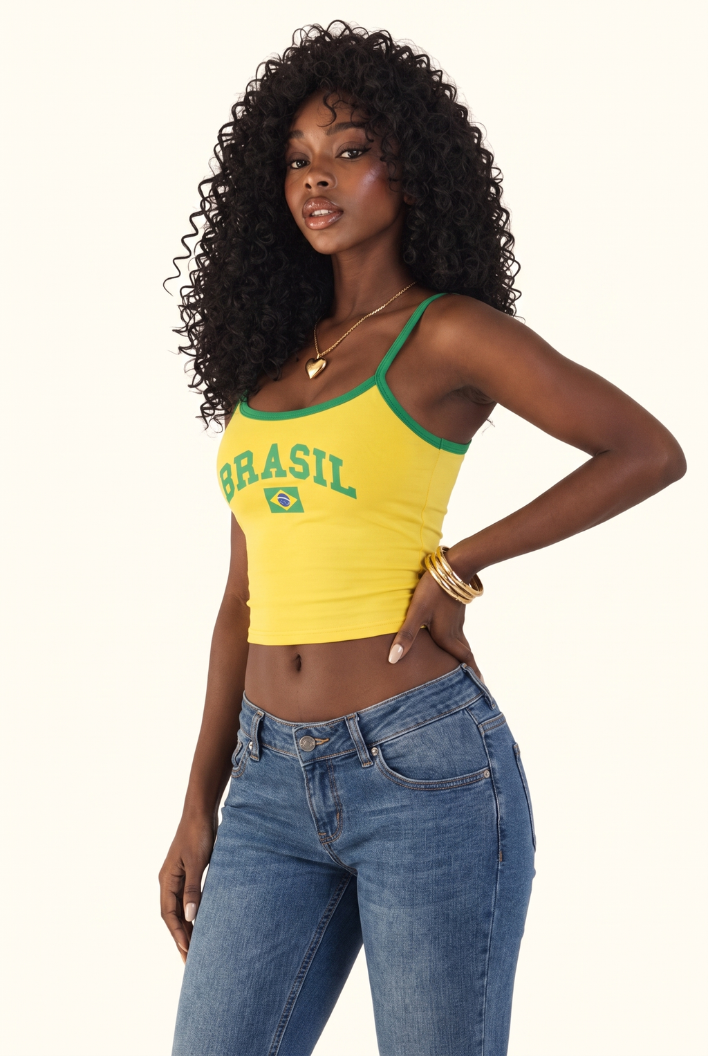 Brazil Graphic Contrast Trim Cami Top