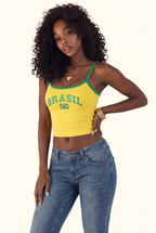 Brazil Graphic Contrast Trim Cami Top