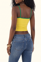 Brazil Graphic Contrast Trim Cami Top