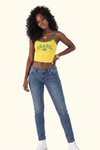 Brazil Graphic Contrast Trim Cami Top