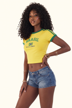Brazil Rio Graphic Contrast Trim Baby Tee
