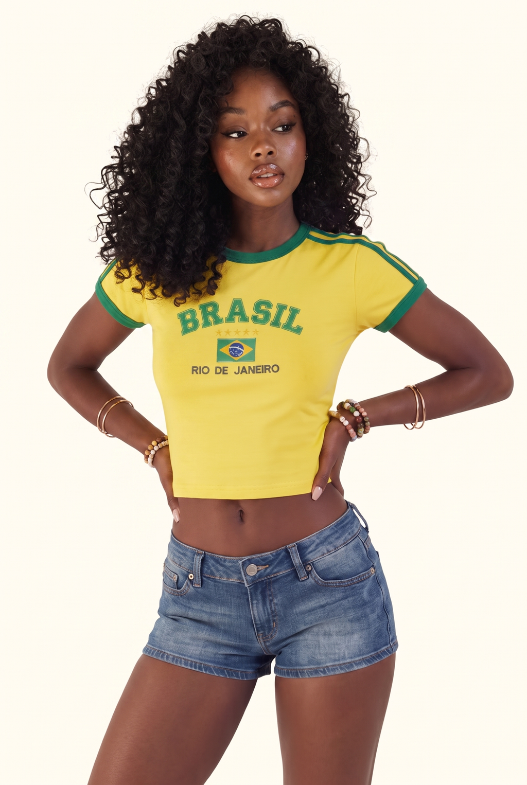 Brazil Rio Graphic Contrast Trim Baby Tee