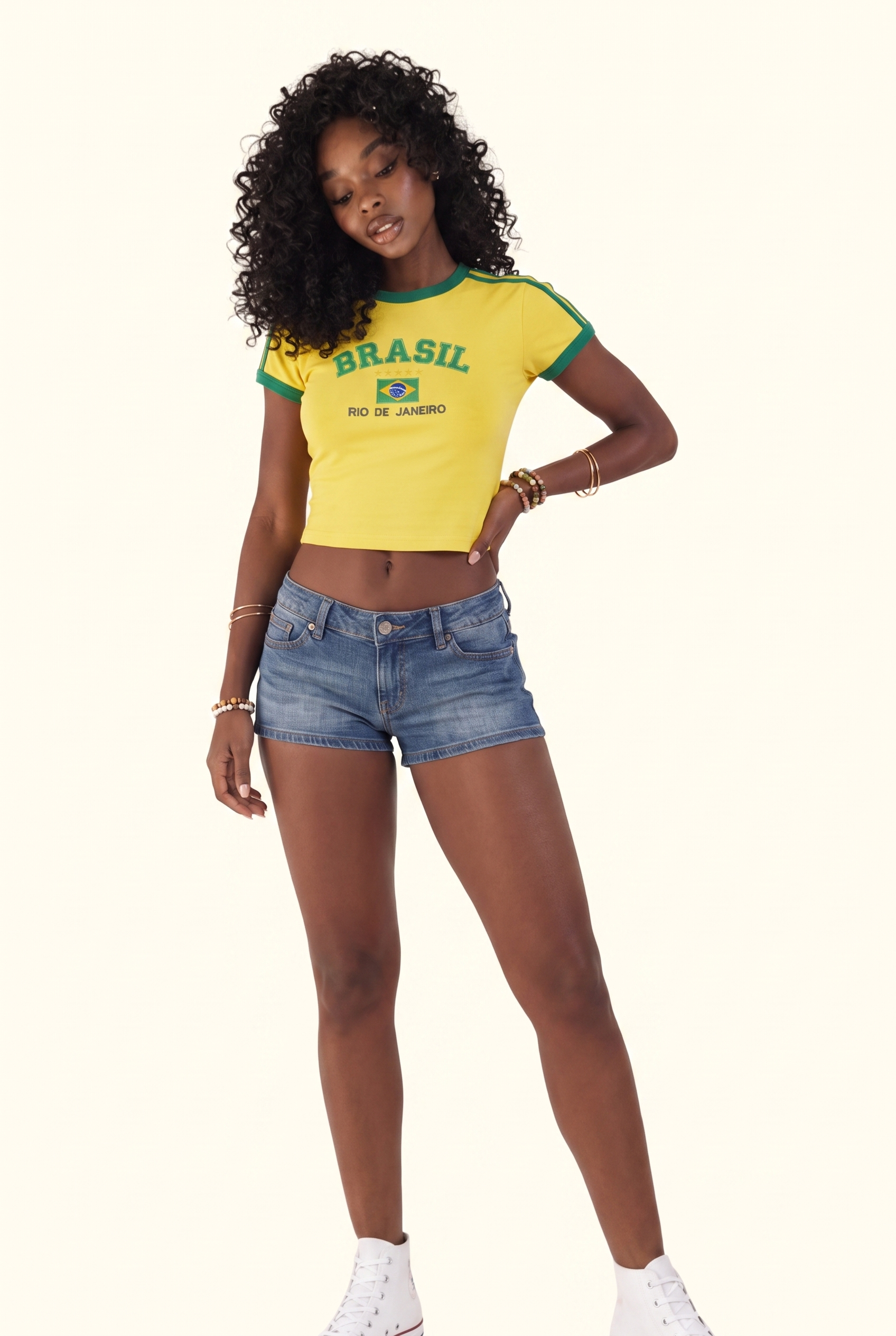 Brazil Rio Graphic Contrast Trim Baby Tee