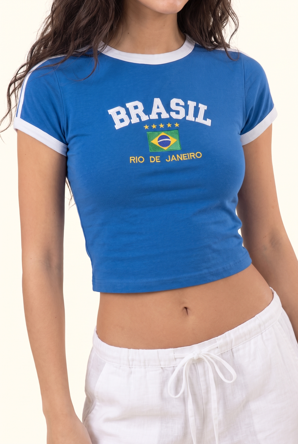 Brazil Rio Graphic Contrast Trim Baby Tee