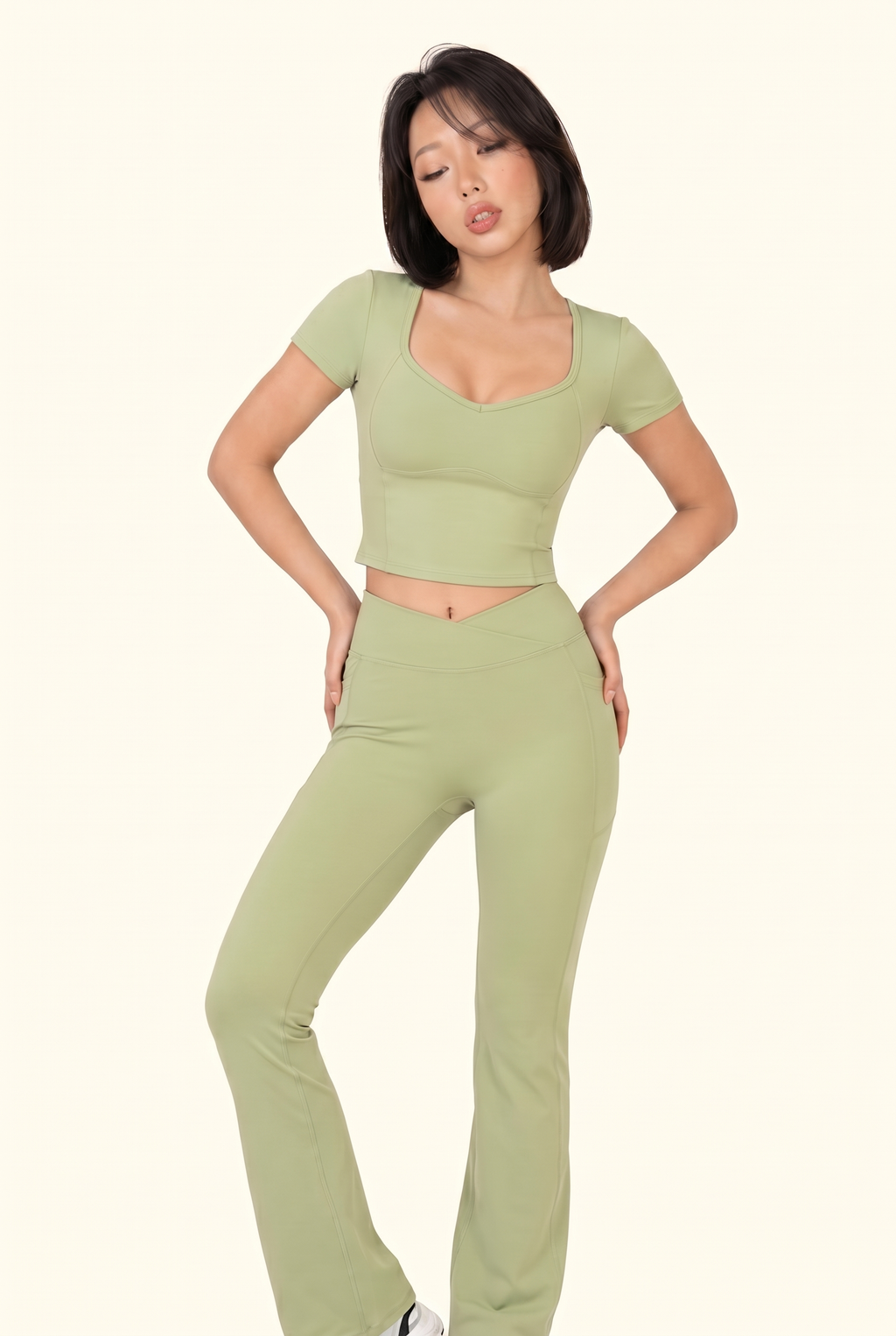 Cap Sleeve Top and Flare Legging Matching Set
